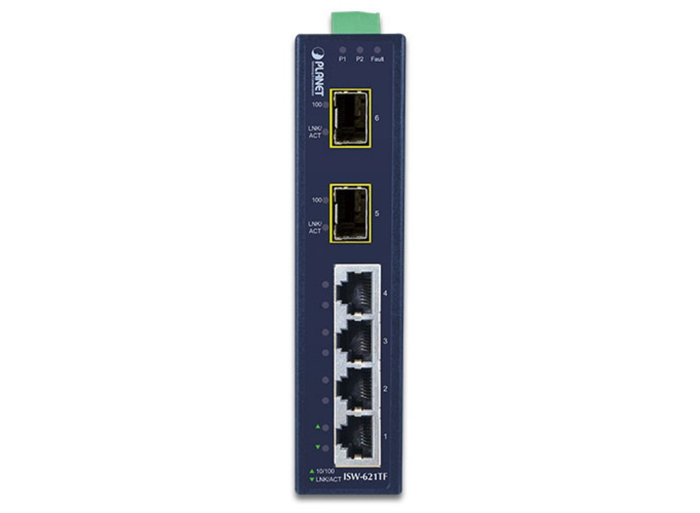 Planet 4-Port 10/100Base-TX + 2-Port 100Base-FX SFP Industrial Ethernet Switch with Wide Operating Temperature Network Switch Planet
