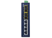 Planet 4-Port 10/100Base-TX + 2-Port 100Base-FX Industrial Ethernet Switch with Wide Operating Temperature (-40~75 degrees C) Network Switch Planet