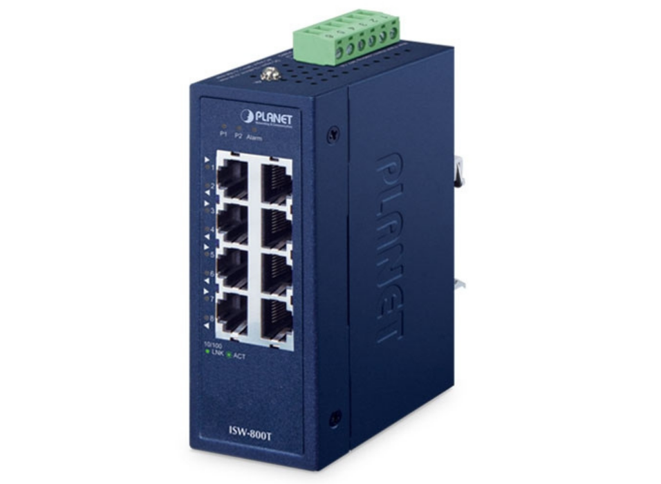 Planet Compact Industrial 8-Port 10/100TX Ethernet Switch | ISW-800T Planet Network Switches Planet
