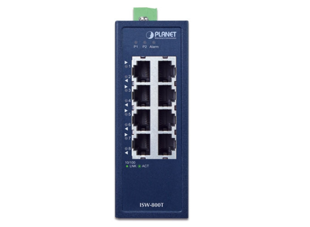 Planet Compact Industrial 8-Port 10/100TX Ethernet Switch | ISW-800T Network Switch Planet