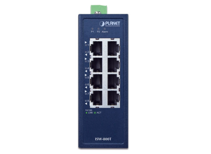 Planet Compact Industrial 8-Port 10/100TX Ethernet Switch | ISW-800T Network Switch Planet