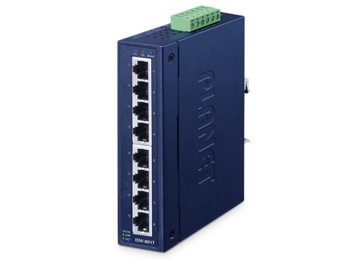 Planet 8-Port 10/100TX Industrial Fast Ethernet Switch | ISW-801T Network Switch Planet