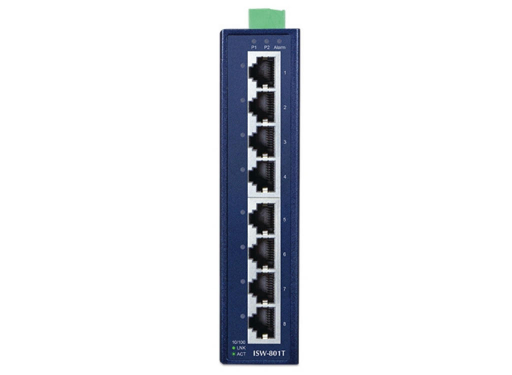 Planet 8-Port 10/100TX Industrial Fast Ethernet Switch | ISW-801T Network Switch Planet