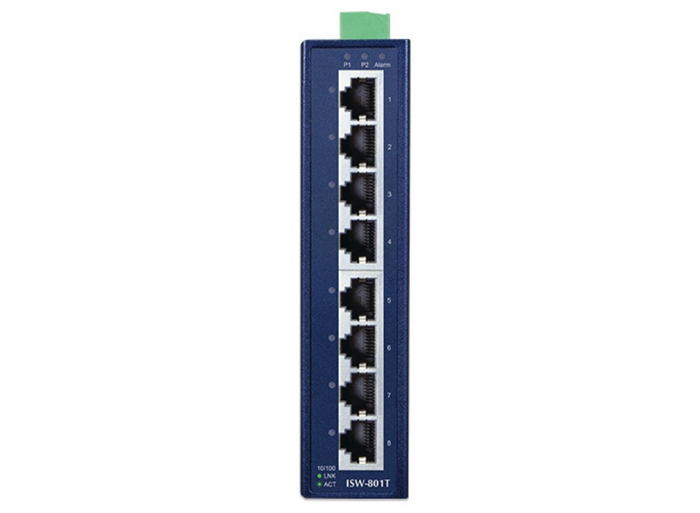 Planet 8-Port 10/100TX Industrial Fast Ethernet Switch | ISW-801T Network Switch Planet