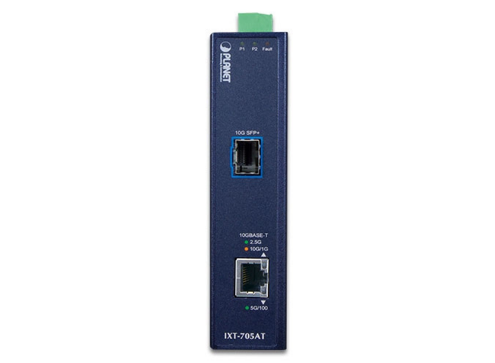 Planet Industrial 10G/5G/2.5G/1G/100M Copper to 10GBASE-X SFP+ Media Converter | IXT-705AT Video Signal Converter Planet