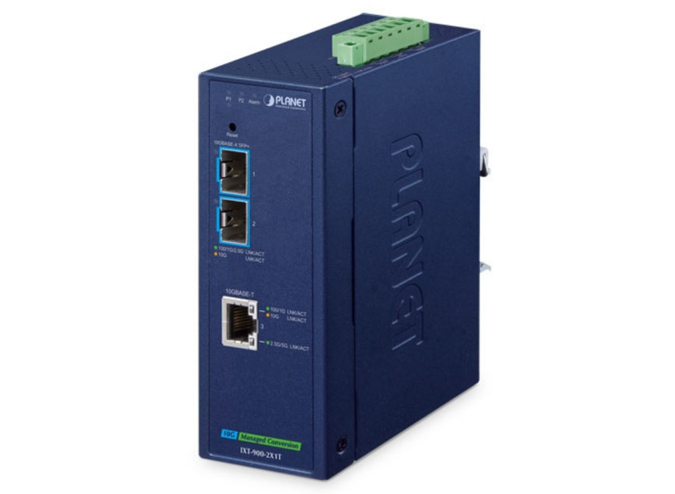 Planet Industrial 2-Port 10GBASE-X SFP+ + 1-Port 10GBASE-T Managed Media Converter Planet Network Media Converters Planet