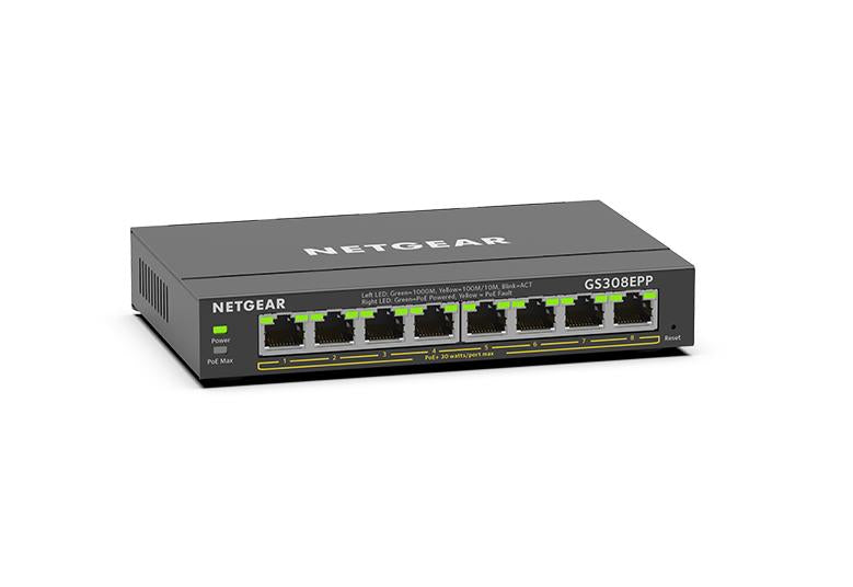 Netgear GS308EPP-100UKS 8-Port PoE+ Gigabit Ethernet Plus Switch (123W) Network Switch Netgear