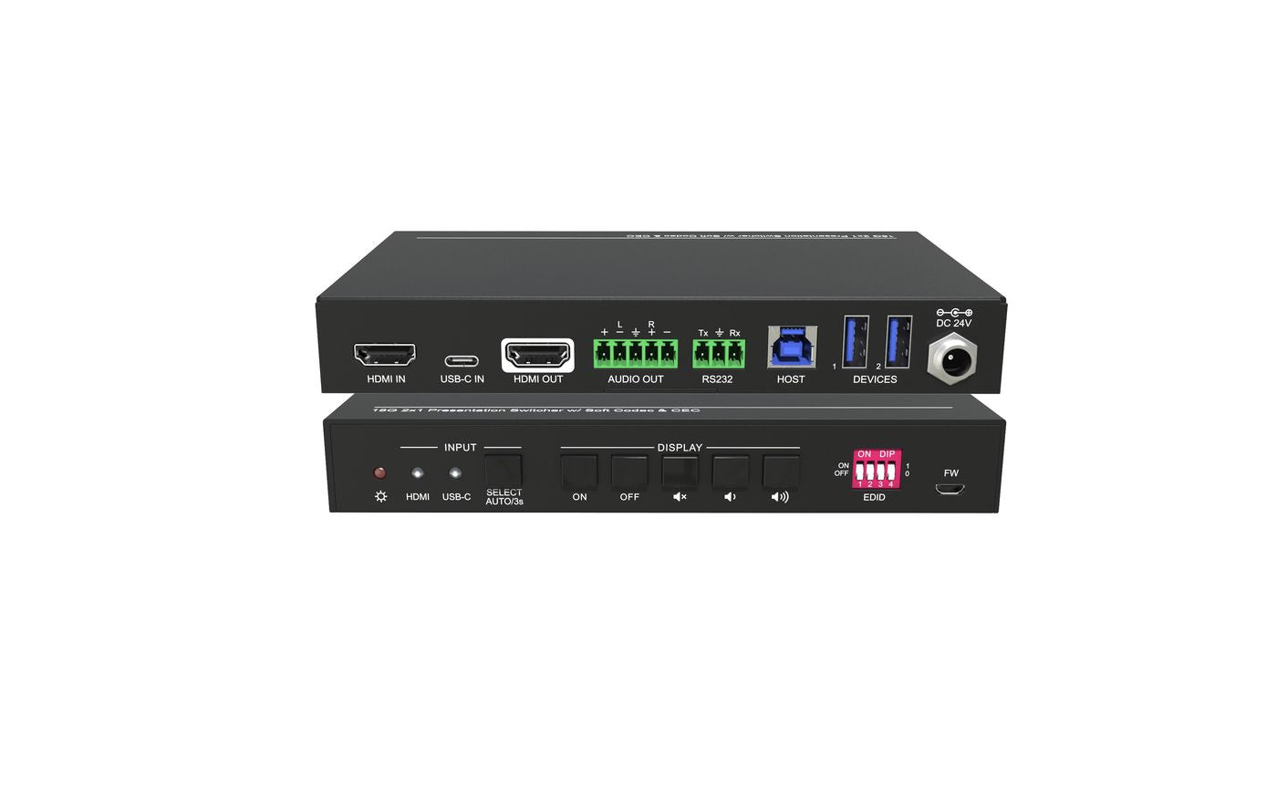 Vivolik 4K 2x1 Meeting Room HUB + Switcher | VLHUB121-MME Video Switch Vivolink