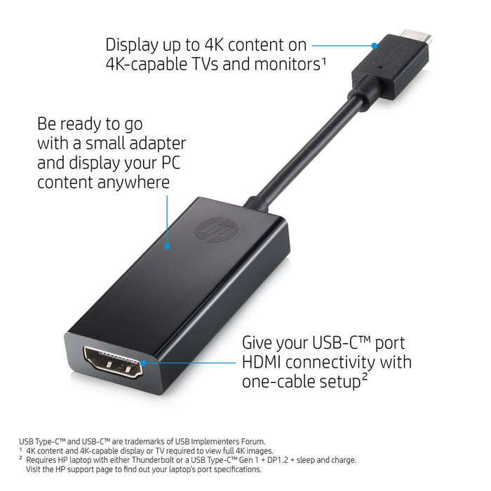 HP USB-C to HDMI 2.0 Adapter, Black | 1WC36AA