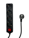 MicroConnect 5m 4-Way Schuko Power Strip, Black | MC-GRU0045BS