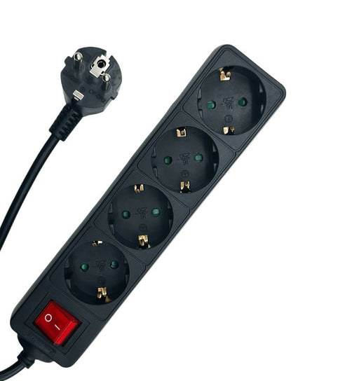 MicroConnect 5m 4-Way Schuko Power Strip, Black | MC-GRU0045BS MicroConnect Power Strip MicroConnect