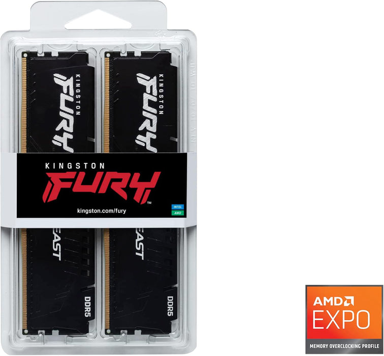 Kingston FURY Beast 64GB (2×32GB) DDR5 6000MHz CL36 Dual-Channel Desktop RAM | KF560C36BBE2K2-64 Memory Module Kingston