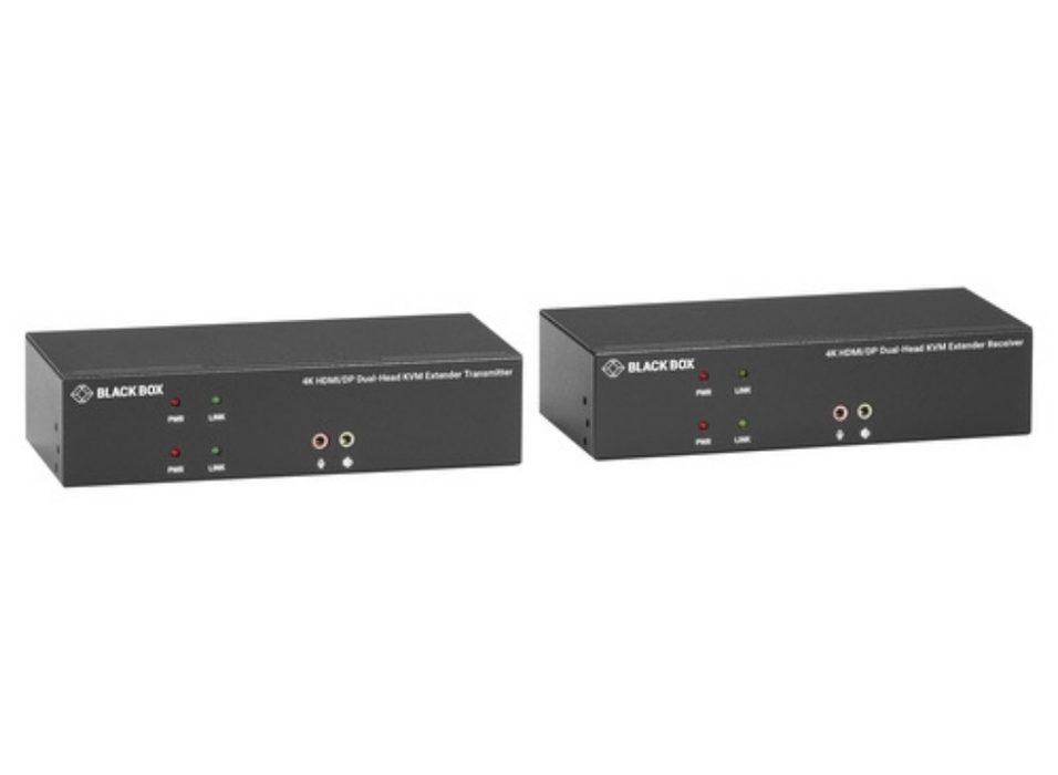 Black Box KVM Extender over CATx – 4K, Dual-Head, HDMI/Displayport | KVXLCHDP-200