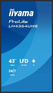 iiyama ProLite LH4364UHS-B1AG 43" 4K UHD Android 14 Professional Signage Display Digital Signage Display iiyama