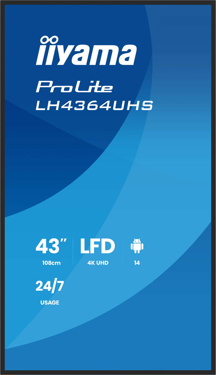 iiyama ProLite LH4364UHS-B1AG 43" 4K UHD Android 14 Professional Signage Display Digital Signage Display iiyama