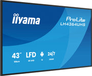 iiyama ProLite LH4364UHS-B1AG 43" 4K UHD Android 14 Professional Signage Display Digital Signage Display iiyama