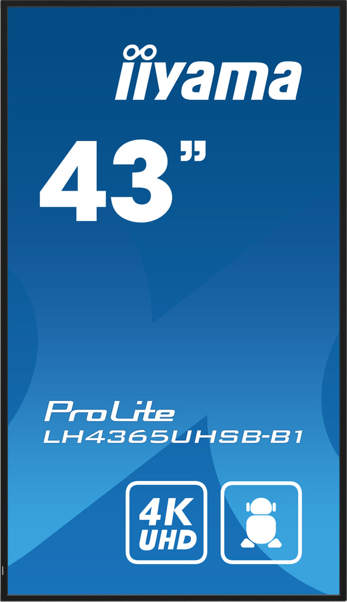 iiyama ProLite LH4365UHSB-B1 43" 4K Ultra HD Vivid-Bright 800 cd/m2 Digital Signage Display Digital Signage Display iiyama