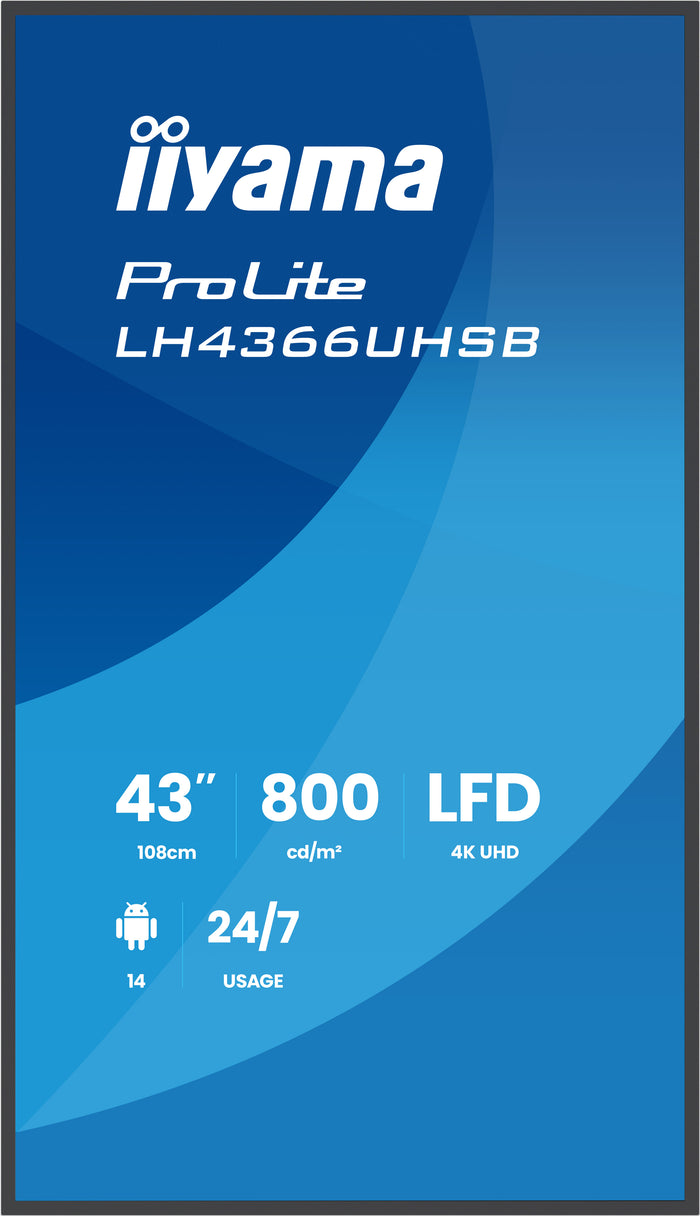 iiyama ProLite LH4366UHSB-B1AG 43" 4K UHD Professional Digital Signage Display Digital Signage Display iiyama