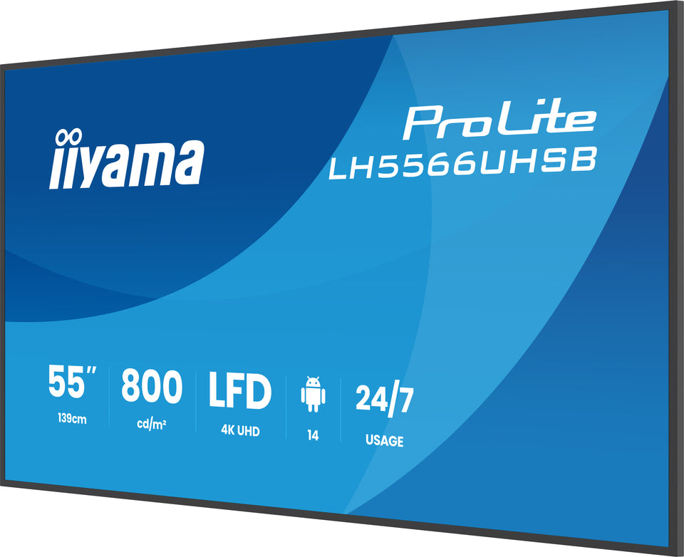 iiyama ProLite LH5566UHSB-B1AG 55 inch 4K UHD 800 cd m2 professional digital signage display