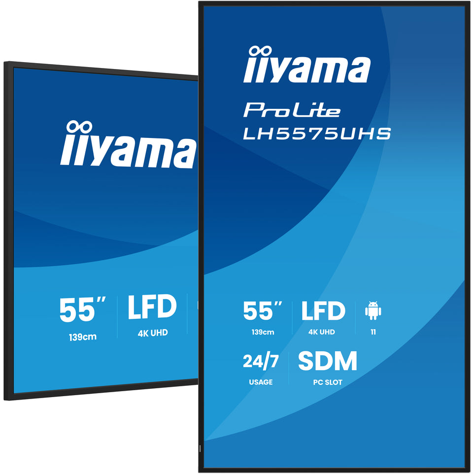 iiyama LH5575UHS-B2AG landscape and portrait digital signage installation