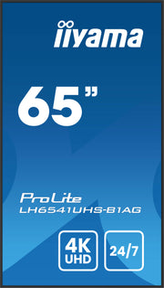 iiyama ProLite LH6541UHS-B1AG 65" 4K Ultra HD Professional Digital Signage Display Digital Signage Display iiyama
