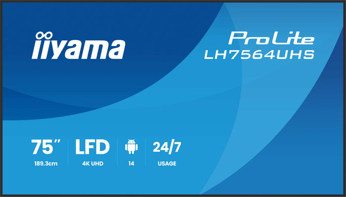 iiyama ProLite LH7564UHS-B1AG 75" 4K UHD Android 14 Professional Signage Display Digital Signage Display iiyama