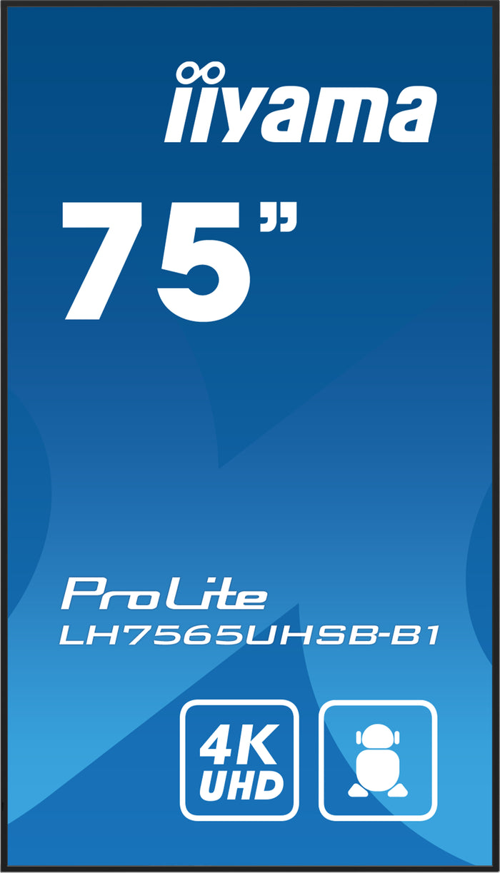 iiyama ProLite LH7565UHSB-B1 75" 4K Ultra HD Vivid-Bright 800 cd/m2 Digital Signage Display Digital Signage Display iiyama