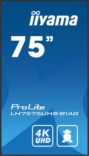 iiyama ProLite LH7575UHS-B1AG 75" 4K Ultra HD Professional Digital Signage Display Digital Signage Display iiyama