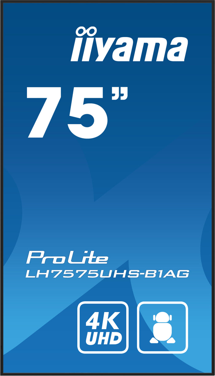 iiyama ProLite LH7575UHS-B1AG 75" 4K Ultra HD Professional Digital Signage Display Digital Signage Display iiyama