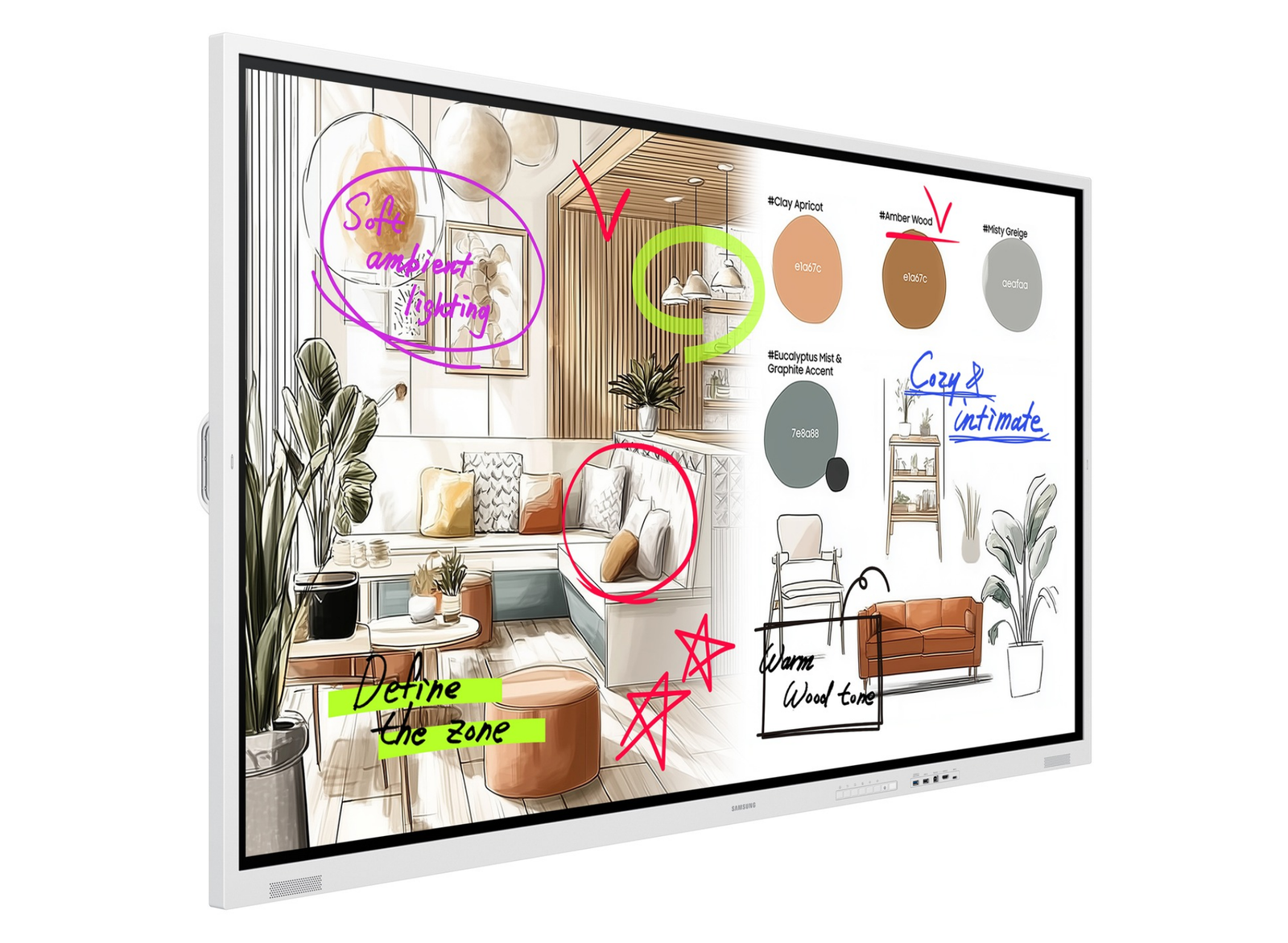 Samsung WM85FX Flip 85" 4K Ultra HD Interactive Whiteboard Display Interactive Touchscreen Display Samsung