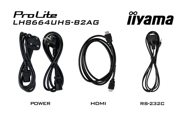 iiyama LH8664UHS-B2AG supplied cables and accessories