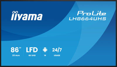 iiyama ProLite LH8664UHS-B3AG 86" 4K Ultra HD Professional Digital Signage Display iiyama Large Format Displays iiyama