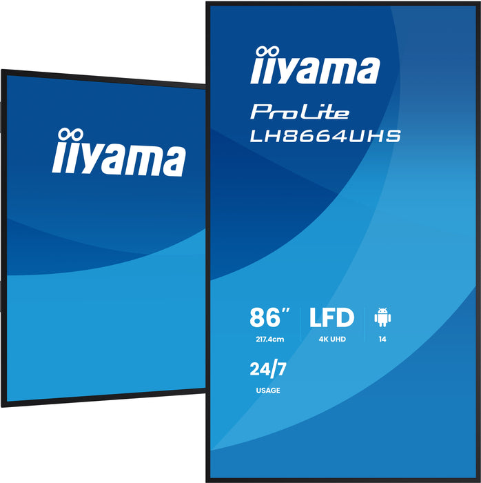 iiyama ProLite LH8664UHS-B3AG 86" 4K Ultra HD Professional Digital Signage Display iiyama Large Format Displays iiyama