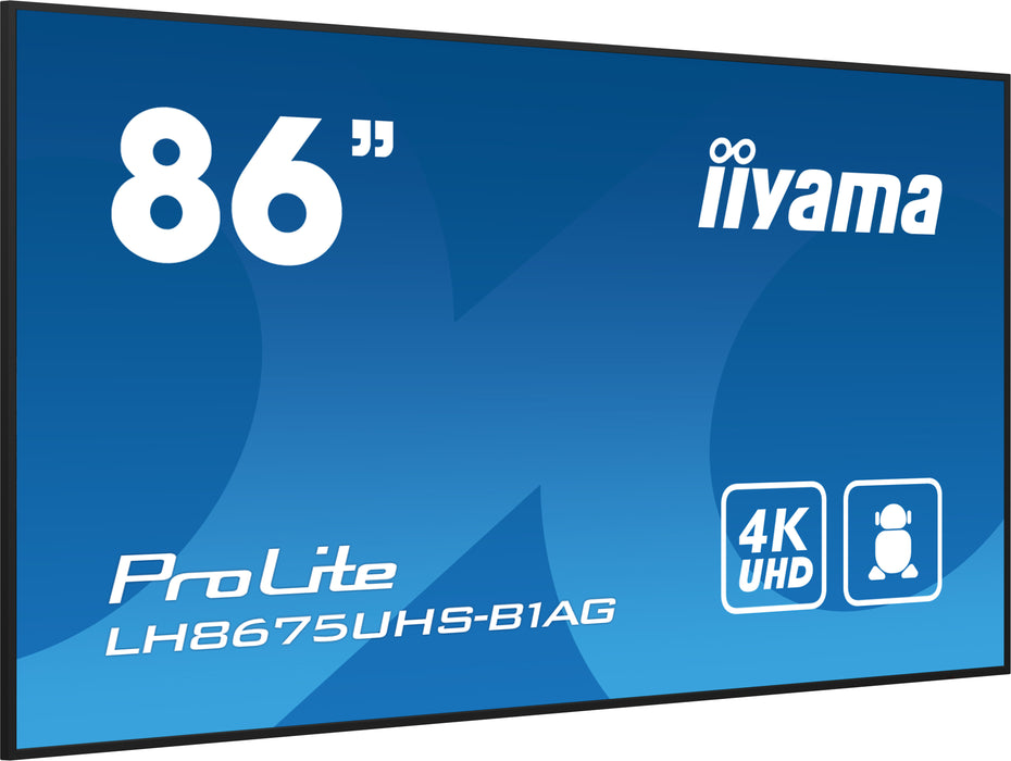 iiyama ProLite LH8675UHS-B1AG 86" 4K Ultra HD Professional Digital Signage Display