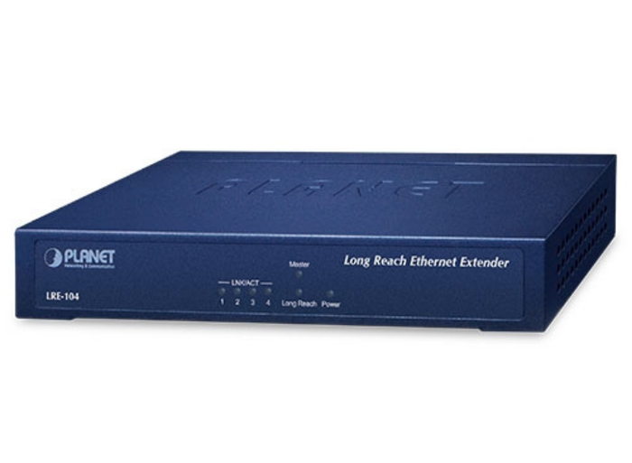 Planet 4-Port 10/100TX + 1-Port UTP/BNC Long Reach Ethernet Extender | LRE-104 Adapter / Converter Planet