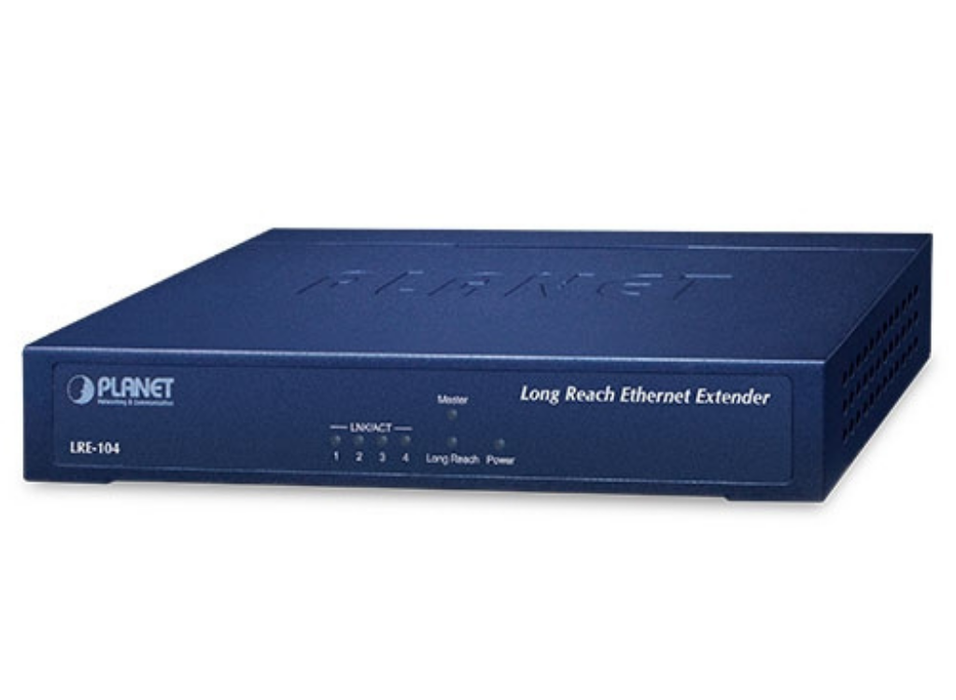 Planet 4-Port 10/100TX + 1-Port UTP/BNC Long Reach Ethernet Extender | LRE-104 Planet Network Media Converters Planet