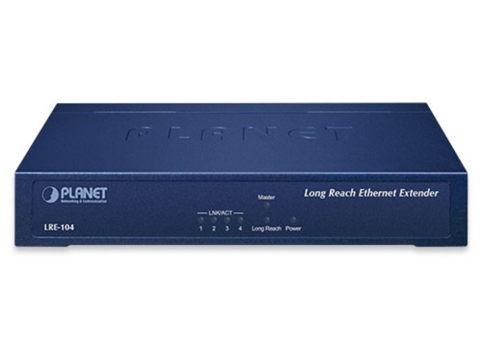 Planet 4-Port 10/100TX + 1-Port UTP/BNC Long Reach Ethernet Extender | LRE-104 Planet Network Media Converters Planet