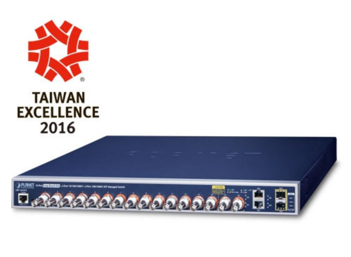 Planet 16-port Coax + 2-port 10/100/1000T + 2-port 100/1000X SFP Long Reach PoE over Coaxial Managed Switch Network Switch Planet