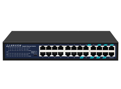 Lanview 24-Port Gigabit Unmanaged 10/100/1000Mbps Ethernet Switch | LVN-1U-24PORT-1G Network Switches Lanview