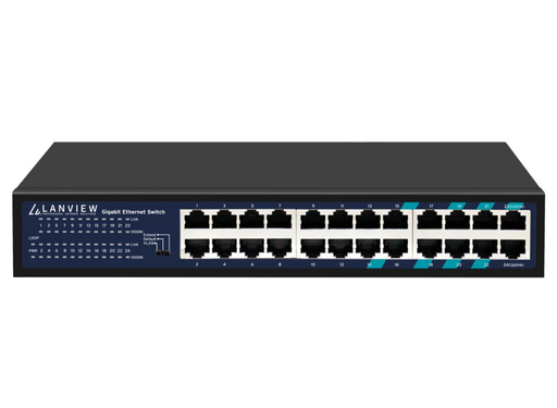 Lanview 24-Port Gigabit Unmanaged 10/100/1000Mbps Ethernet Switch | LVN-1U-24PORT-1G Network Switches Lanview