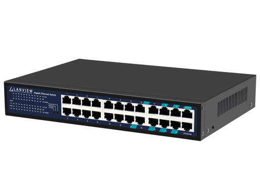 Lanview 24-Port Gigabit Unmanaged 10/100/1000Mbps Ethernet Switch | LVN-1U-24PORT-1G Network Switches Lanview