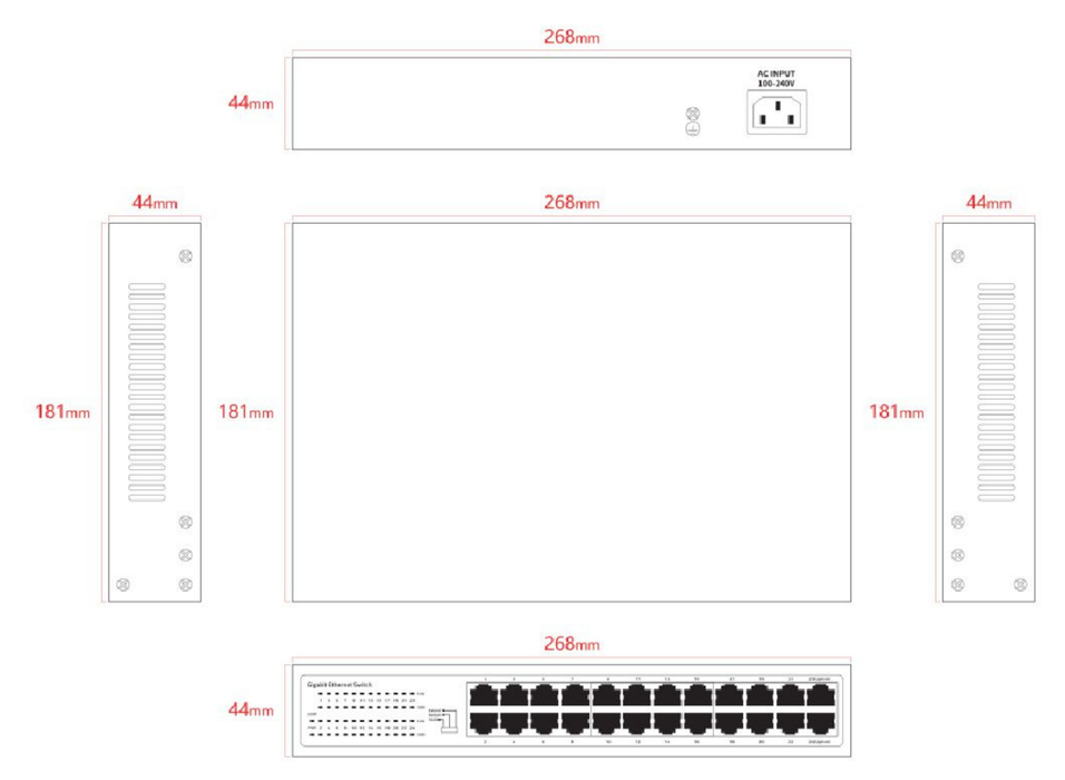Lanview 24-Port Gigabit Unmanaged 10/100/1000Mbps Ethernet Switch | LVN-1U-24PORT-1G Network Switches Lanview
