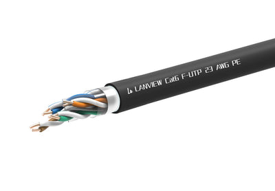 Lanview 305m Cat6 F-UTP Cable 4x2xAWG23 PE Black Outdoor | LVN-CAT6PE-FUTP-305M Ethernet Cable Lanview