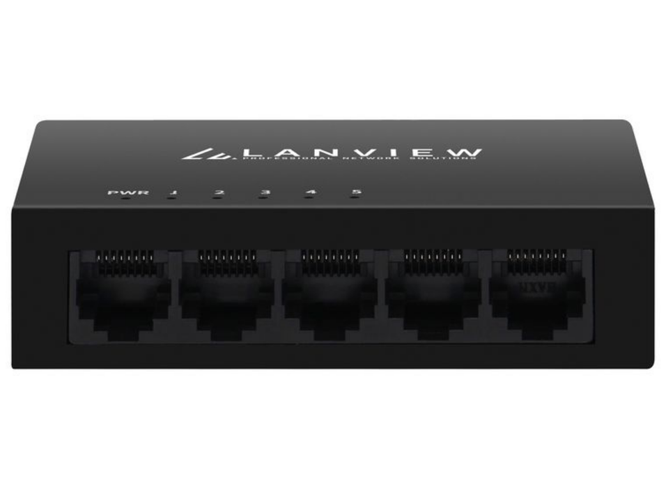 Lanview 5-Port Intelligent Gigabit Network Switch | LVN-DESK-5PORT-1G Network Switches Lanview