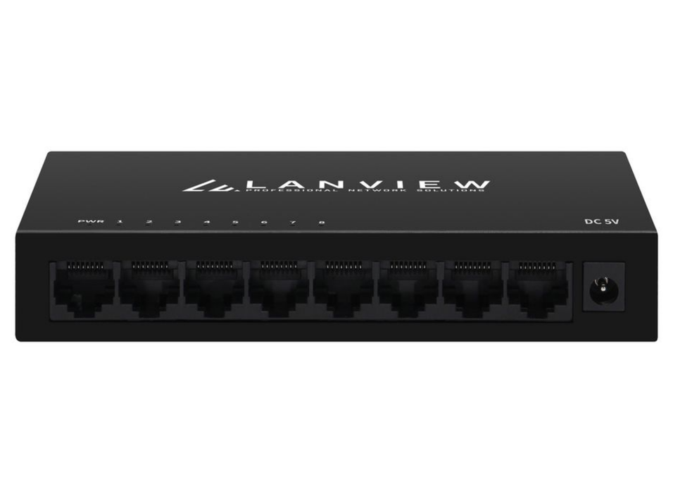 Lanview 8-Port 1000Mbps Intelligent Gigabit Network Switch | LVN-DESK-8PORT-1G Network Switches Lanview