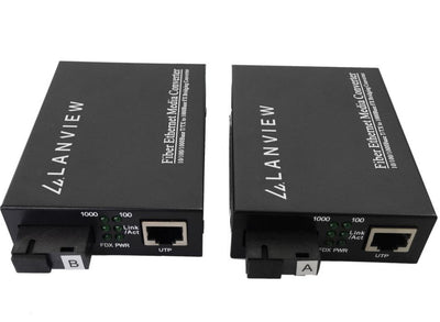 Lanview Pair 1-Port 10/100/1000X SC to 1-Port 10/100/1000T 802.3x Media Converter Network Media Converter Lanview