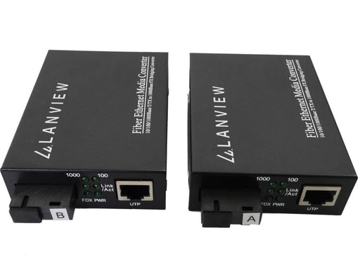Lanview Pair 1-Port 10/100/1000X SC to 1-Port 10/100/1000T 802.3x Media Converter Network Media Converter Lanview
