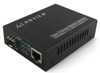 Lanview 1-Port 10/100/1000X SFP to 1-Port 10/100/1000T 802.3x Media Converter Network Media Converter Lanview