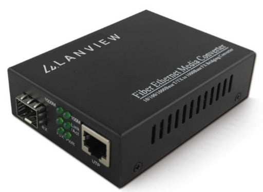 Lanview 1-Port 10/100/1000X SFP to 1-Port 10/100/1000T 802.3x Media Converter Network Media Converter Lanview