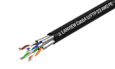Lanview 500m Cat6a U-FTP Cable 4x2xAWG23 PE Black Outdoor | LVN122445 Ethernet Cable Lanview